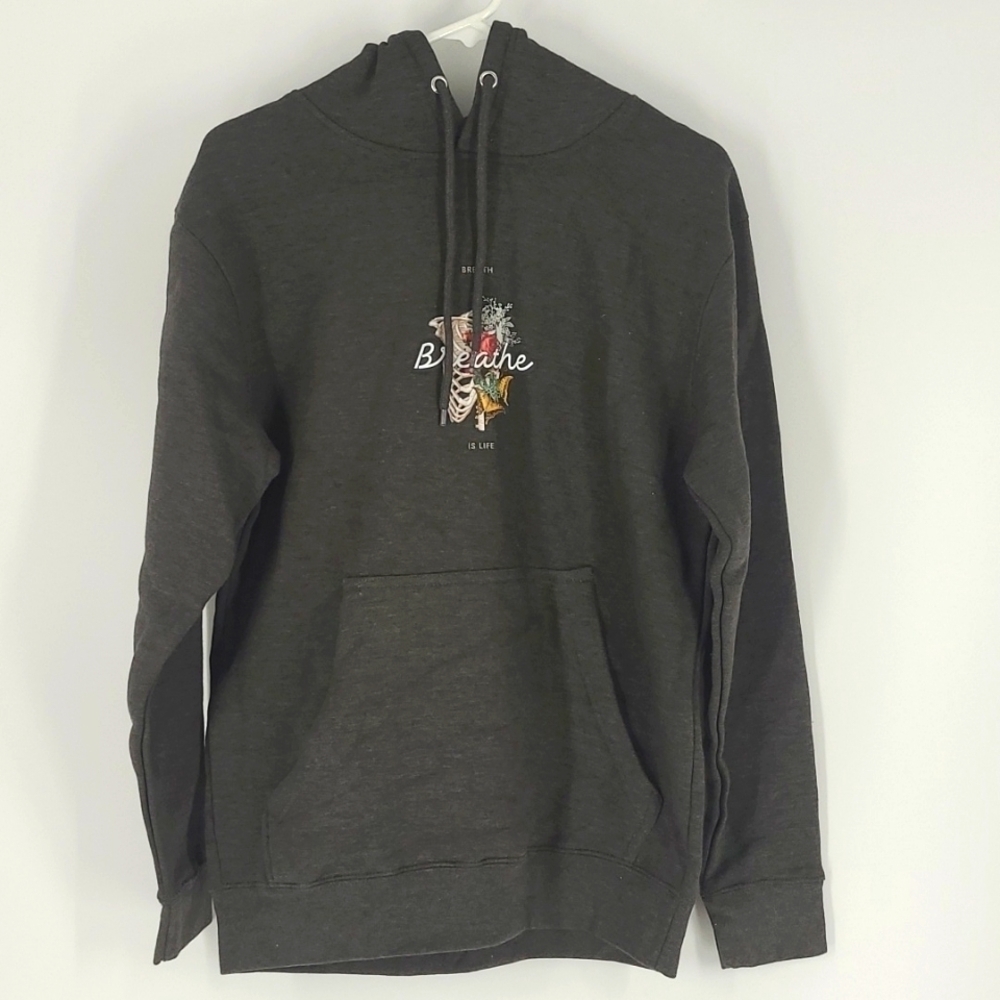 Lane Seven Size M Grey Breathe Breath is Life Hoodie
